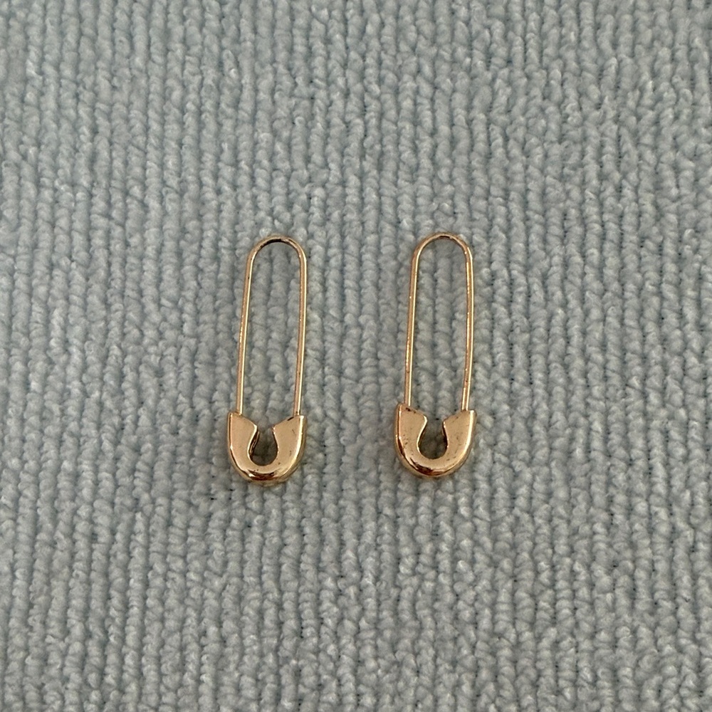 Gold Safety Pin Drop Earrings - Women's Jewelry